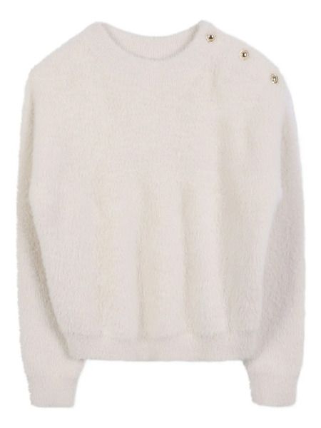  Michael Kors Kids Button-detail Fuzzy Sweater - Neutrals 