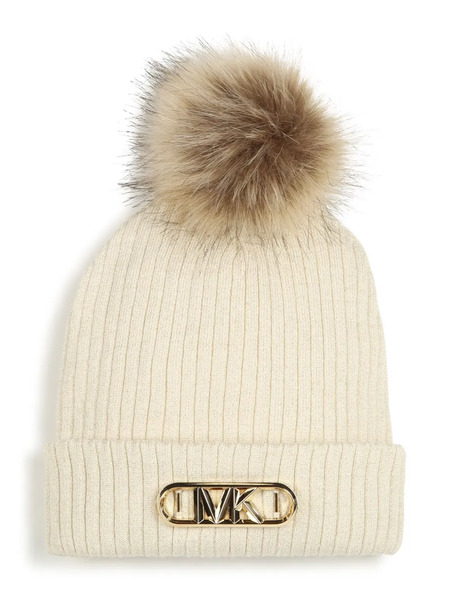  Michael Kors Kids Logo-plaque Pompom Beanie - Neutrals 
