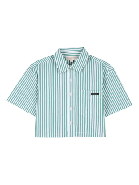  Michael Kors Kids Striped Collared Top - Green 