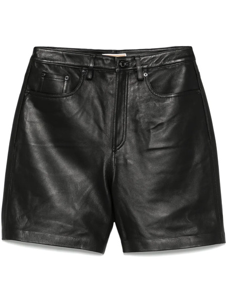  Michael Kors Leather Boyfriend Shorts - Black 