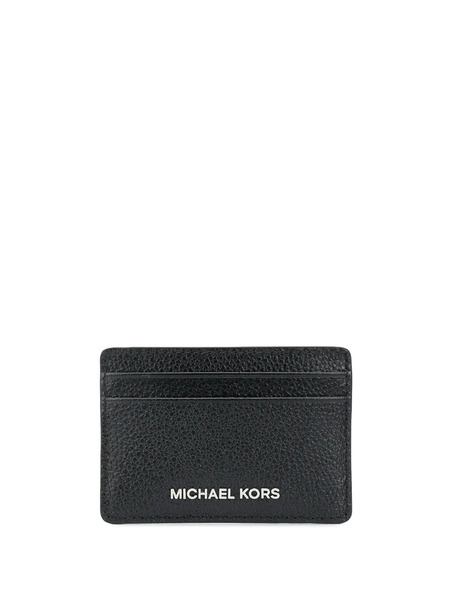  Michael Kors Logo Embossed Grained Leather Cardholder - Black 