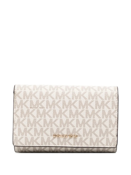  Michael Kors Logo Lettering Long Wallet - White 