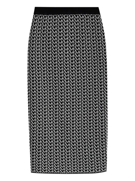  Michael Kors Monogram-pattern Zip-back Skirt - Black 