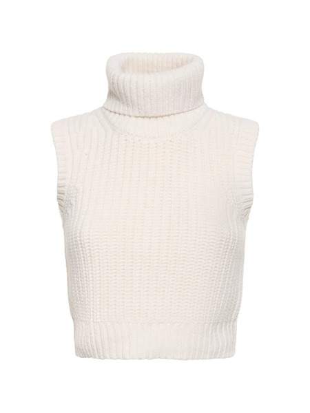  Michael Kors Ribbed High-collar Vest - White 
