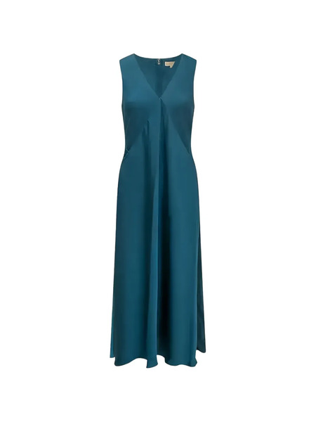  Michael Kors V-neck Satin Midi Dress - Blue 