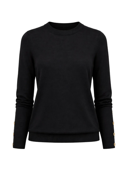  Michael Michael Kors Button-embellished Round Neck Sweater - Black 