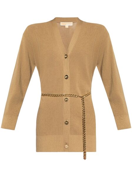  Michael Michael Kors Chain Belted Long Cardigan - Neutrals 