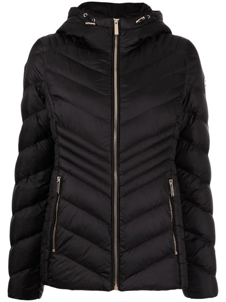  Michael Michael Kors Chevron-quilted Hooded Jacket - Black 