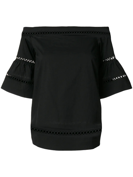  Michael Michael Kors Embroidered Off Shoulder Top - Black 