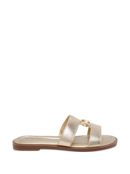  Michael Michael Kors Erin Logo-plaque Leather Sandals - Gold 