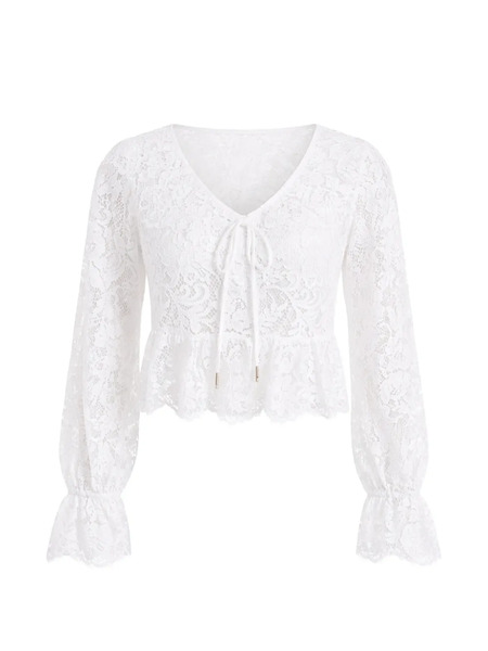  Michael Michael Kors Lace V-neck Top - White 
