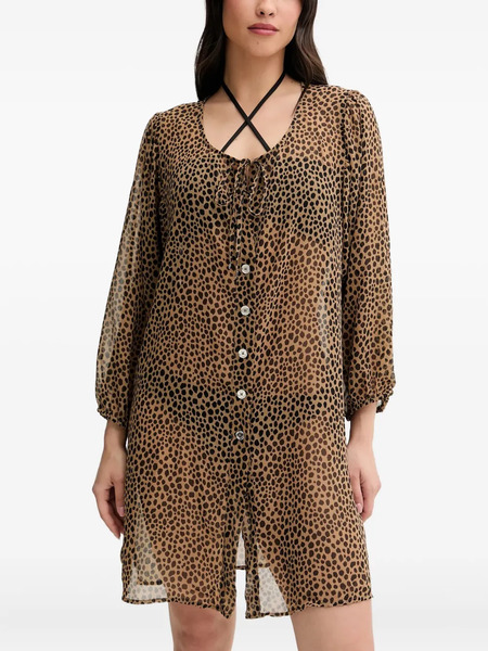  Michael Michael Kors Leopard-print Button Blouse - Brown 