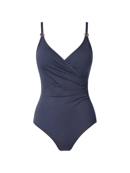  Michael Michael Kors Logo V-neck Swimsuit - Blue 
