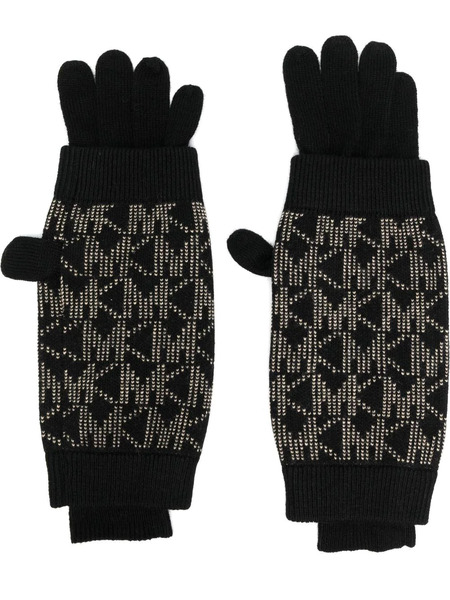  Michael Michael Kors Monogram Embroidered Gloves - Black 