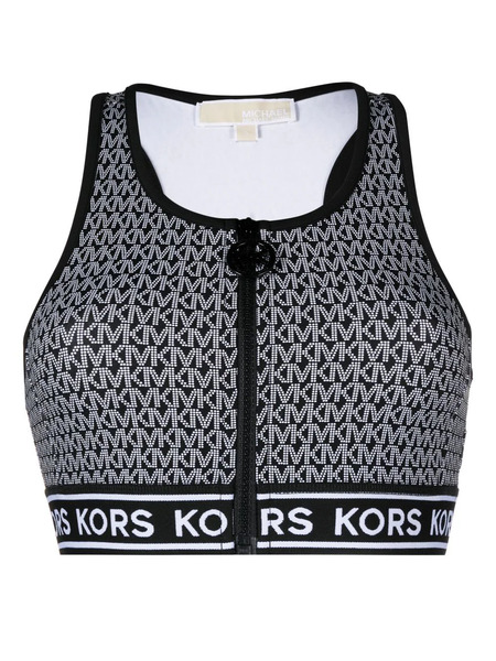  Michael Michael Kors Monogram-print Zip-up Bikini Top - Black 