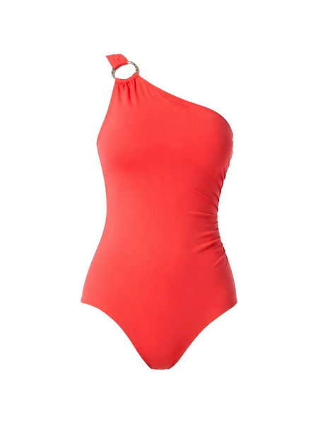  Michael Michael Kors One-shoulder Ring-detail Swimsuit - Red 