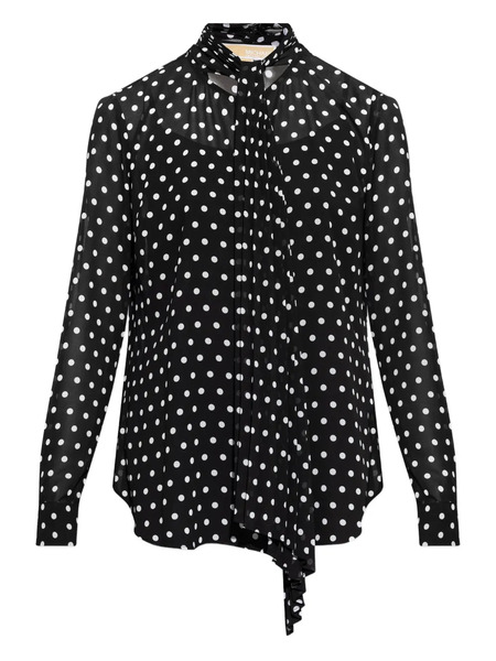  Michael Michael Kors Polka-dot Neck-tie Blouse - Black 