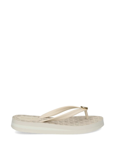  Michael Michael Kors Posie Logo Charm Flip Flops - Neutrals 