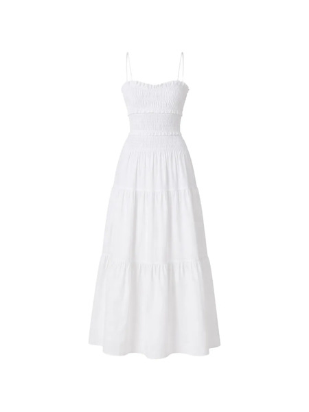  Michael Michael Kors Shirred Tiered Maxi Dress - White 