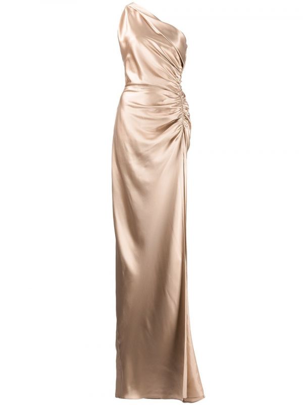  Michelle Mason Asym Silk Gown - Neutrals 