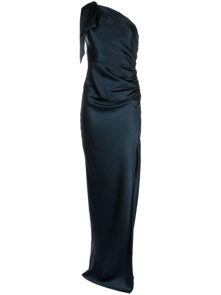  Michelle Mason Asymmetric Silk Maxi Gown - Blue 