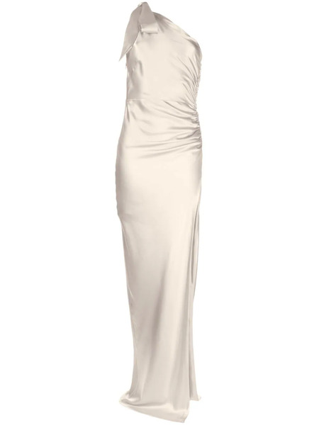  Michelle Mason Asymmetric Silk Maxi Gown - Neutrals 