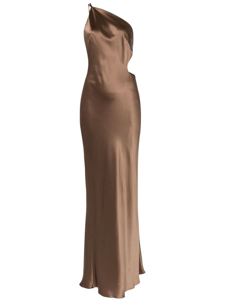 Michelle Mason Asymmetrical Design Silk Gown - Brown 