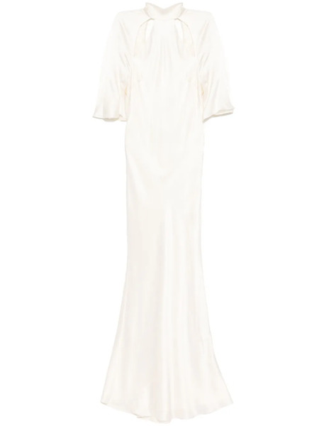  Michelle Mason Backless Halter-neck Gown - White 