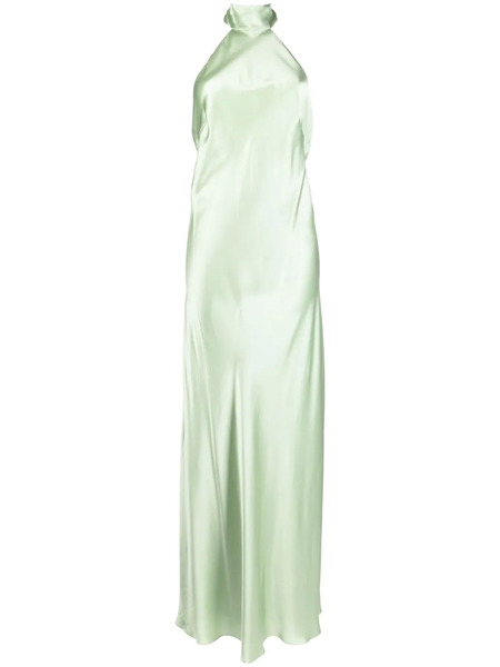  Michelle Mason Backless Halter-neck Tie Gown - Green 