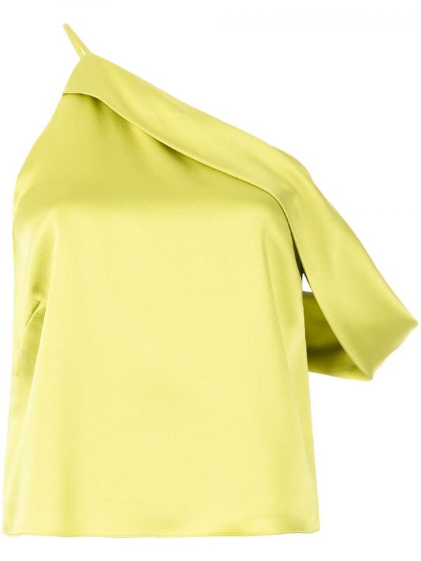  Michelle Mason Draped Cowl Asymmetrical Top - Green 