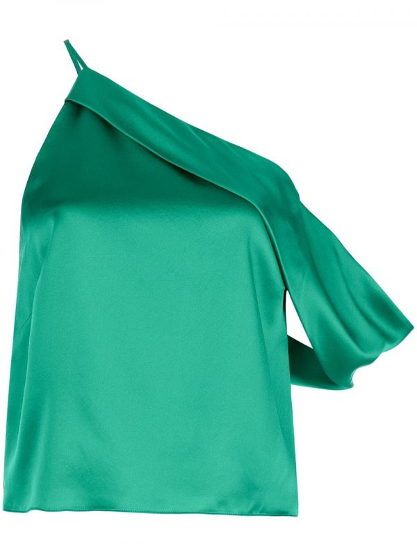  Michelle Mason Draped Cowl Asymmetrical Top - Green 