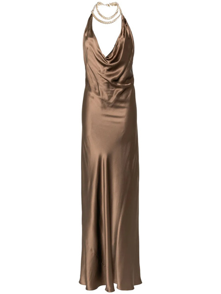  Michelle Mason Draped Halterneck Dress - Brown 