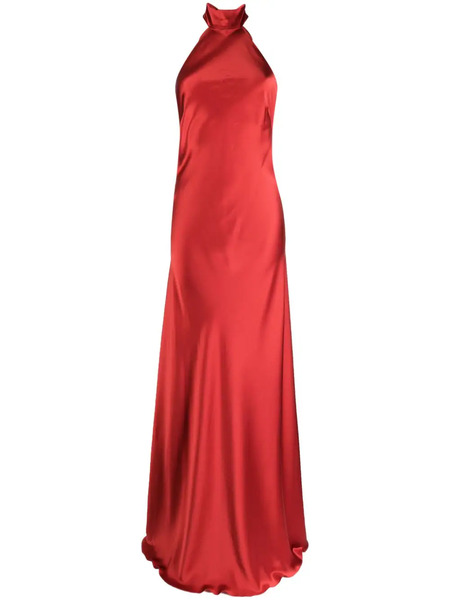  Michelle Mason Halterneck Silk Gown - Red 