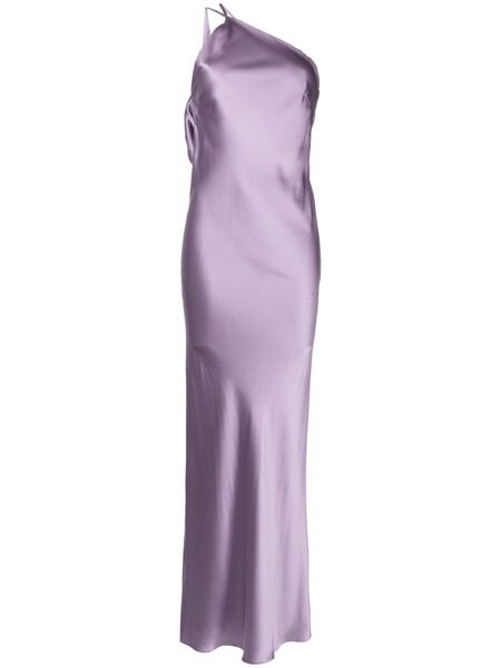  Michelle Mason One-shoulder Bias Silk Gown - Purple 
