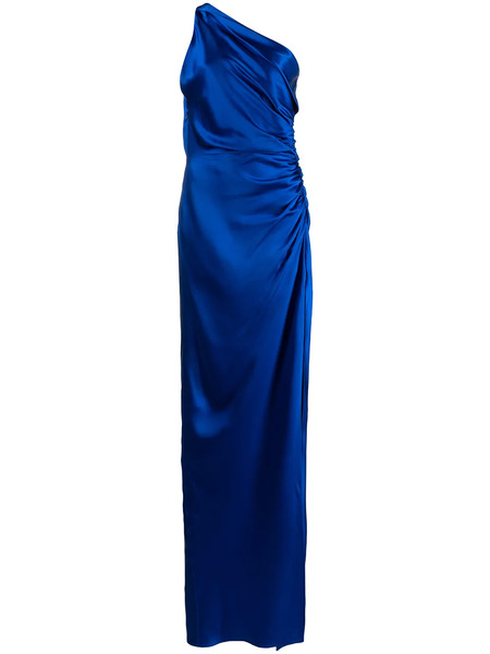  Michelle Mason One-shoulder Silk Gown - Blue 
