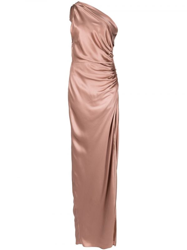  Michelle Mason One-shoulder Silk Gown - Pink 