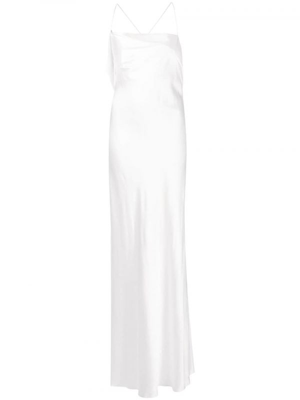  Michelle Mason Silk Cowl Neck Gown - Neutrals 