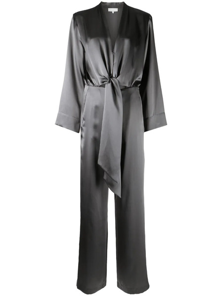  Michelle Mason Tie-front Kimono Jumpsuit - Grey 