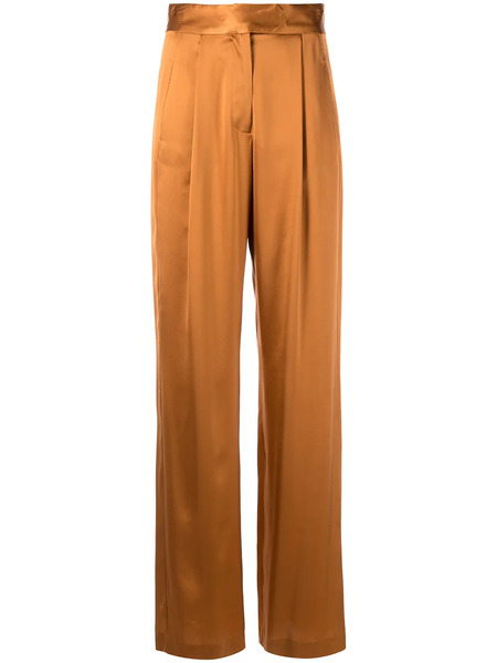 Michelle Mason Wide-leg Silk Satin Trousers - Orange 