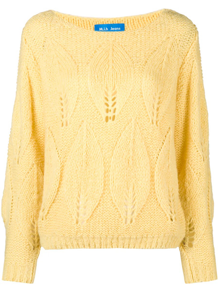  M.i.h Jeans Lacey Leaf Knit Sweater - Yellow 
