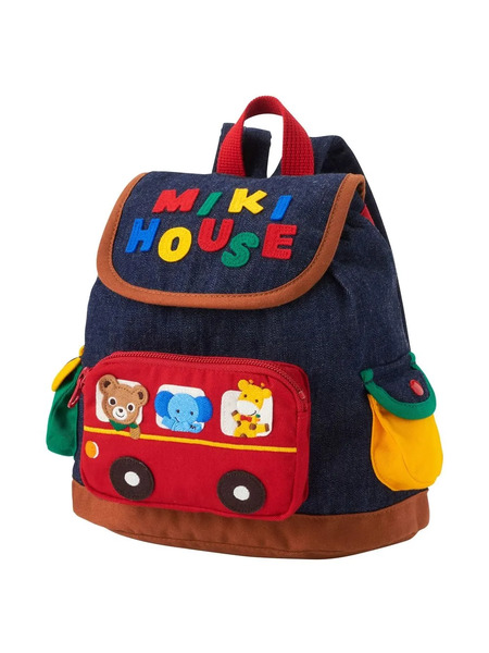  Miki House Appliqué-logo Backpack - Blue 