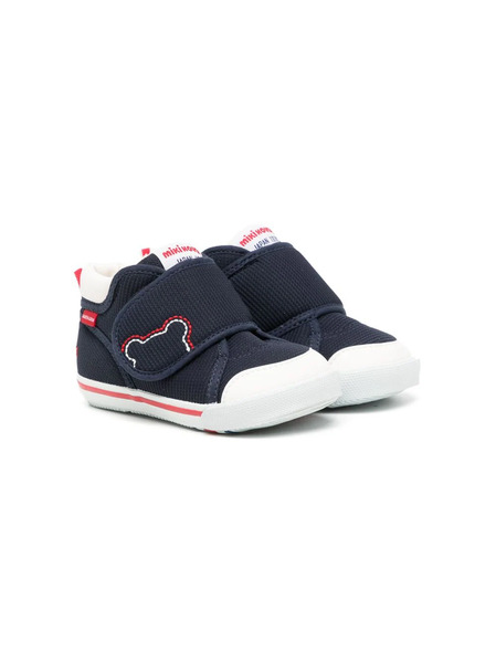 Miki House Bear-motif Touch-strap Sneakers - Blue 