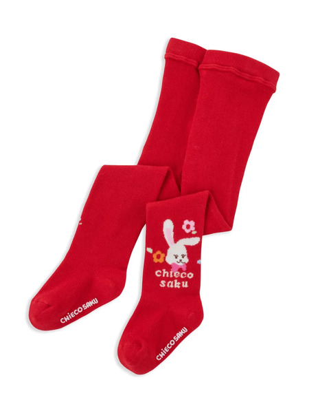 Miki House Bunny Logo-knit Socks - Red 