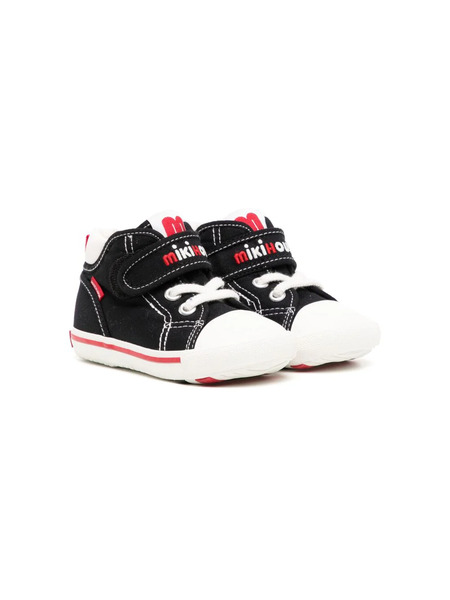  Miki House Embroidered-logo Touch-strap Sneakers - Black 