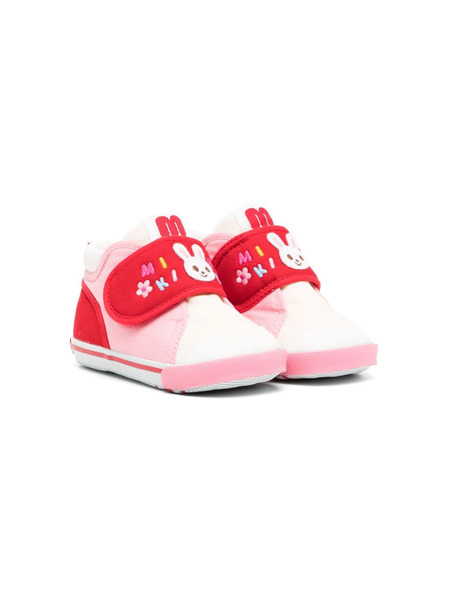  Miki House Embroidered-logo Touch-strap Sneakers - Pink 