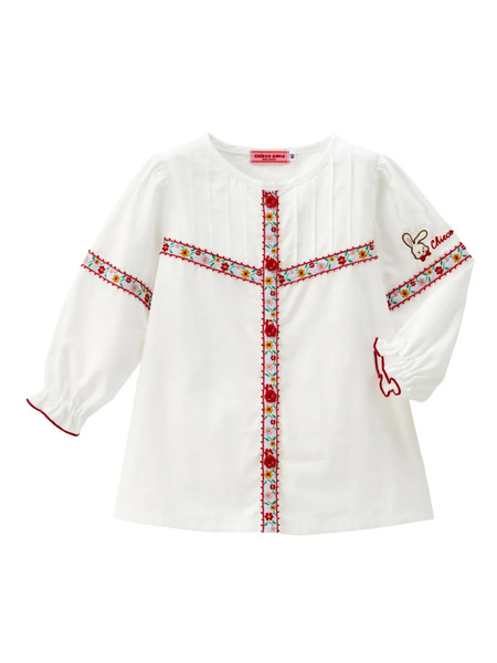  Miki House Embroidered Shirt - White 