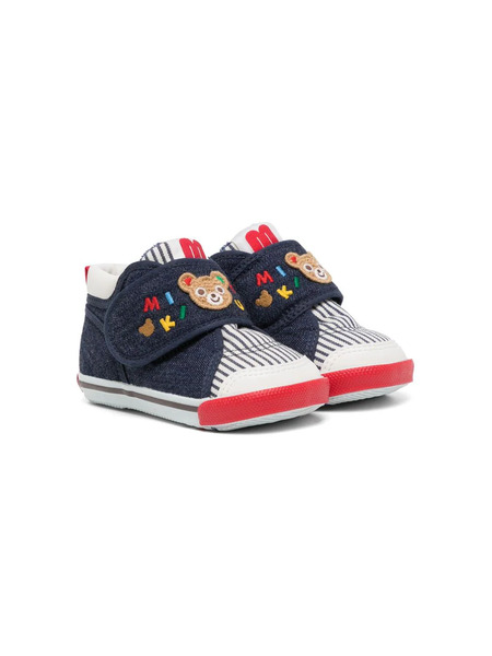  Miki House Embroidered Touch-strap Sneakers - Blue 