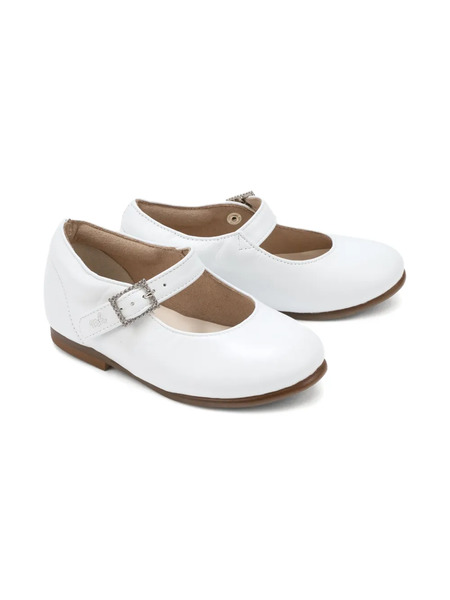  Miki House Leather Ballet Flats - White 