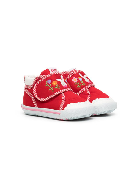  Miki House Rabbit Embroidery Sneakers - Red 