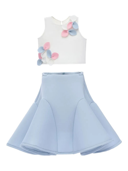  Mimi Tutu Blossom Floral-appliqué Skirt Set - Blue 
